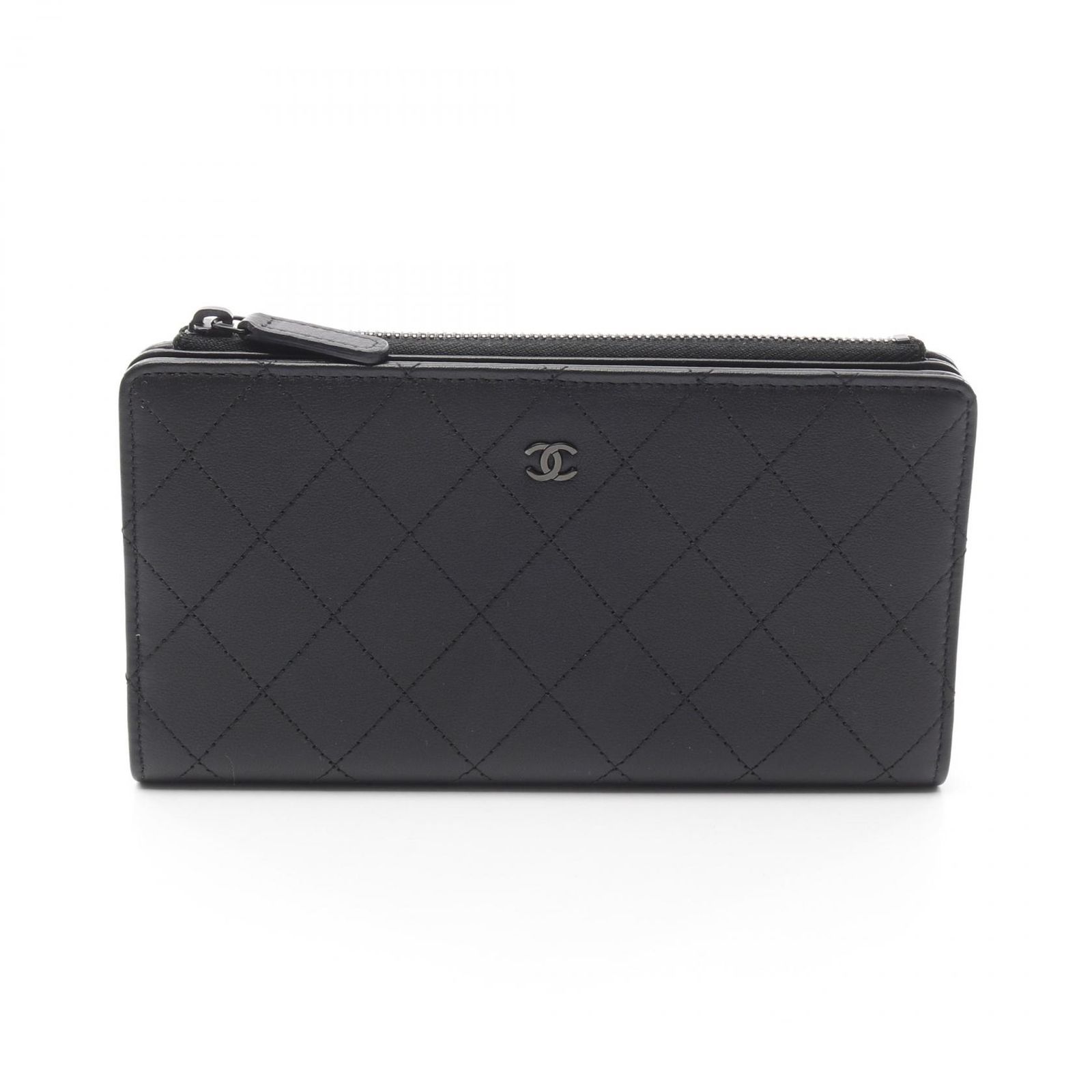 シャネル CHANEL 二つ折り長財布 マトラッセ ソーブラック ｿｰﾌﾞﾗｯｸ ブラック レザー マトラッセ ラウンド長財布 レディース Used A