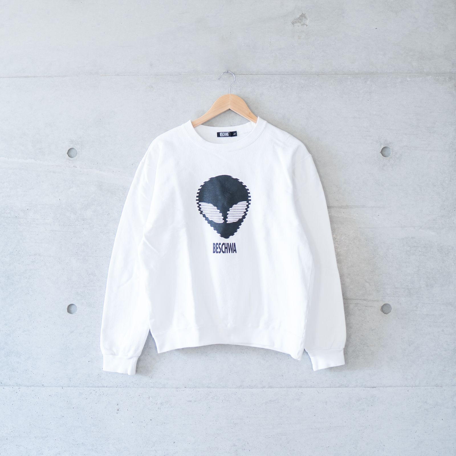 90s BESCHWA ビシュア SWEATSHIRT スウェット エイリアン 宇宙人 白 