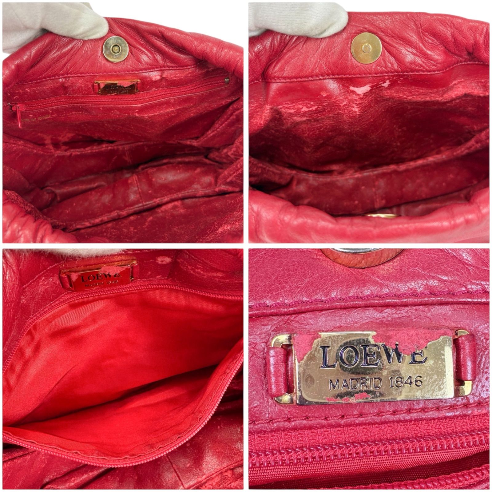 【美品】LOEWE ロエベ ショルダーバッグ ナッパレザー アナグラム 巾着型 LOEWE ロエベ アナグラム ナッパレザー 巾着 ミニバッグ