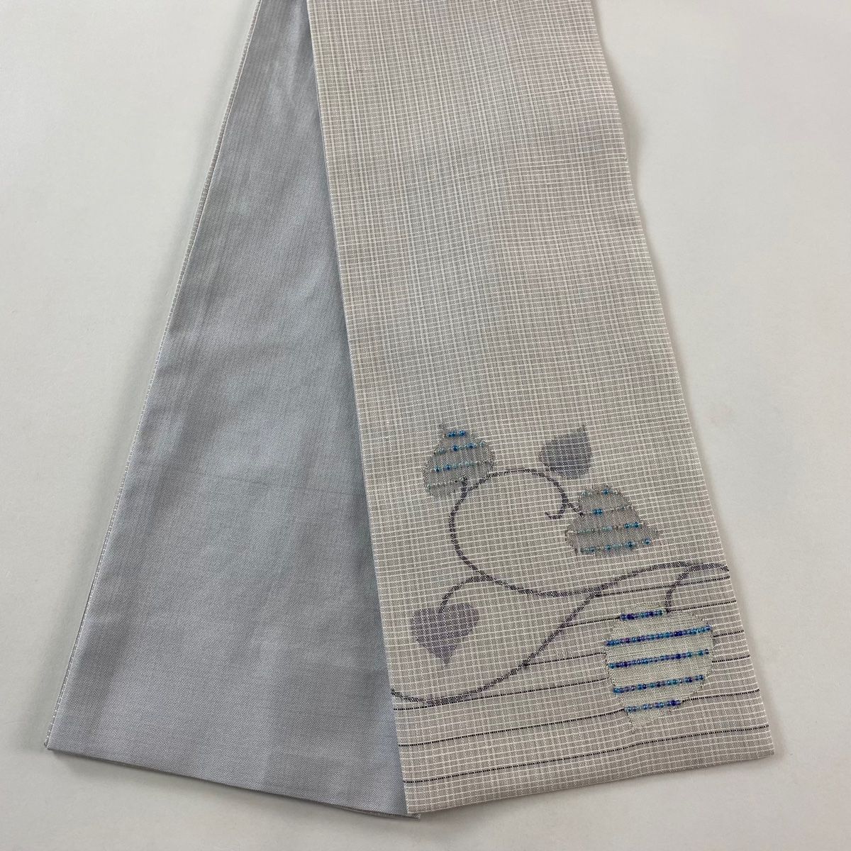 半幅帯 秀品 ワンポイント柄 唐草 ビーズ ベージュ 正絹 USTAUSTRALIA_COM_AU