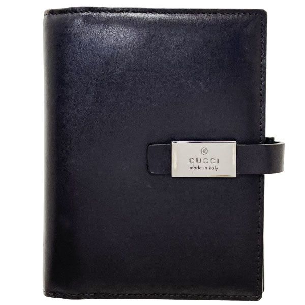 グッチ 手帳カバー ロゴ アジェンダ レザー 革 ダークブラウン 濃茶 こげ茶 031 8661 GUCCI ロゴプレート システム手帳カバー ダイアリー アドレス帳 メモ帳 ノートカバー 6穴式 ブランド小物