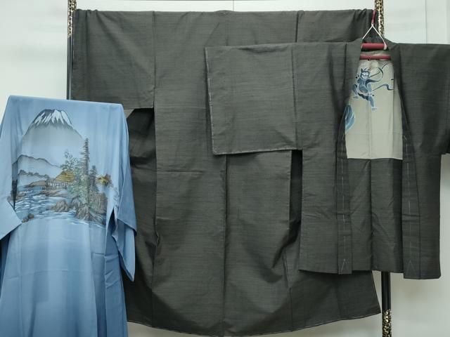 平和屋着物 上 男性 紬 アンサンブル 長襦袢セット キングサイズ 100亀甲 ♥ CZAA3304s5