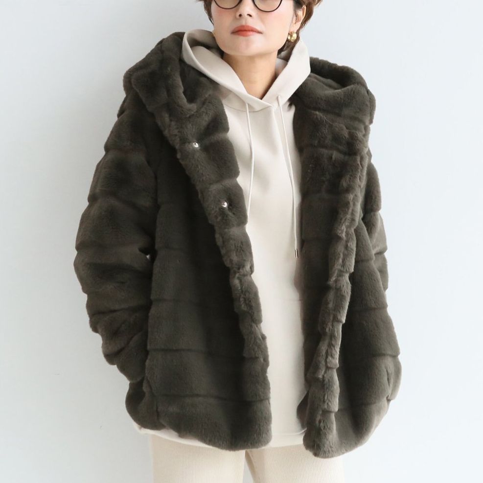 アパリス APPARIS アパリス エコファー フード ブルゾン コート S