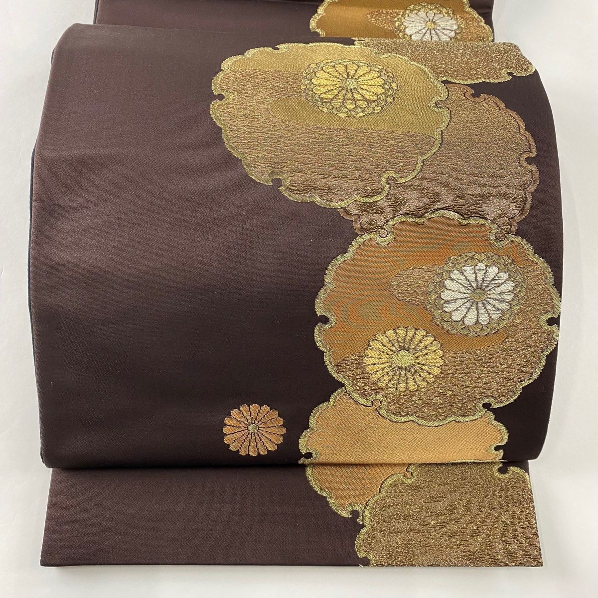 袋帯 美品 秀品 雪輪 菊 箔 茶紫 六通 正絹 【中古】 - メルカリ