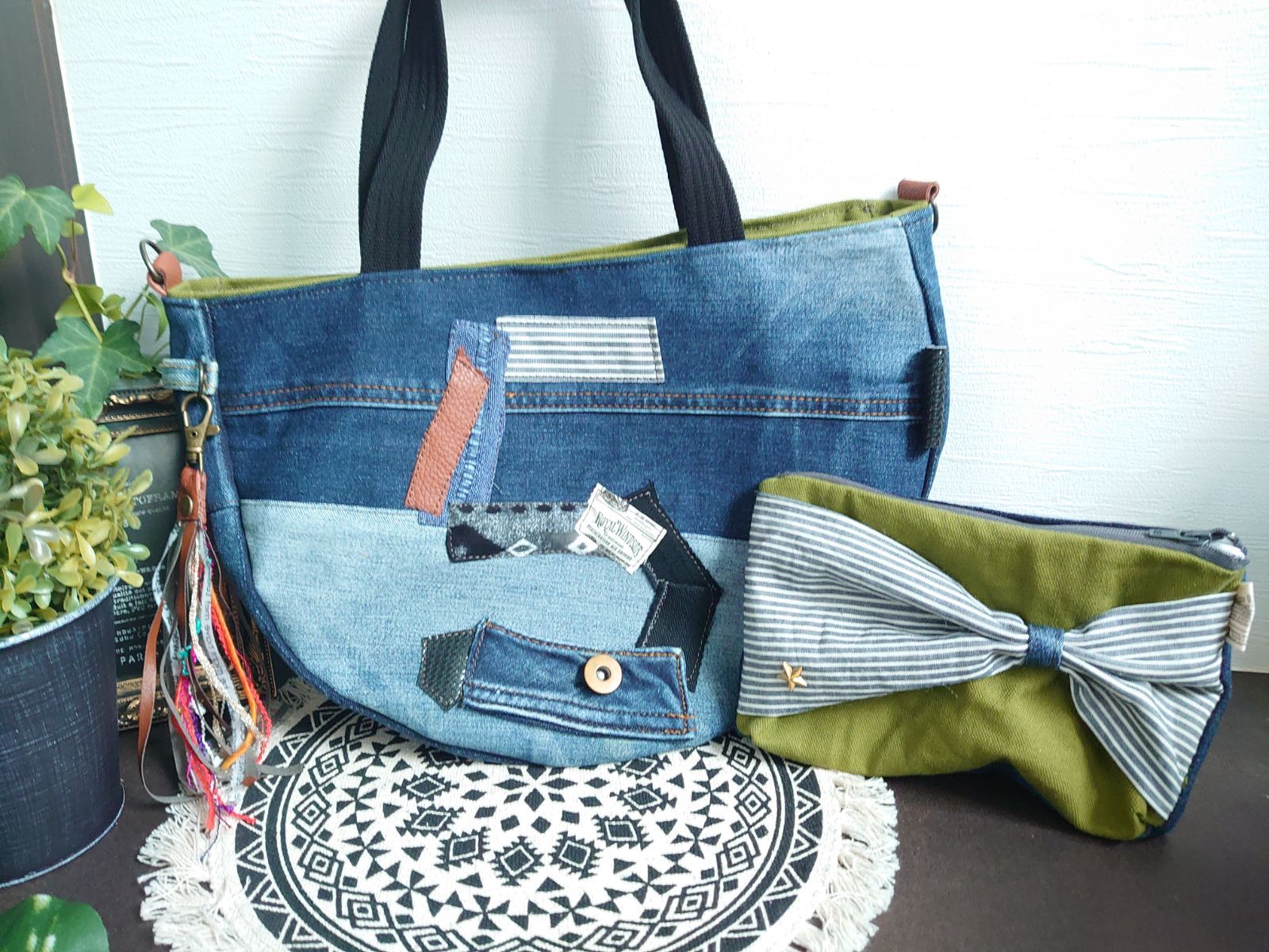 No.31 【DENIM❌帆布👖 半月型ハーフムーン🌙BAG❤️☆ポーチ