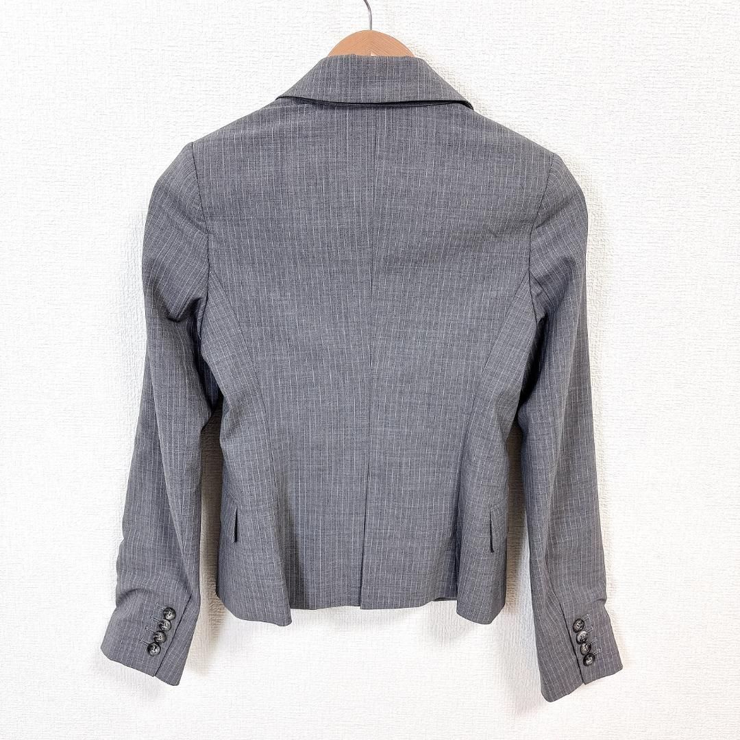 【未使用に近い】スーツセレクト　セットアップ　ダブルブレスト　ストライプ　グレー 未使用に近い】スーツセレクト セットアップ ダブルブレスト