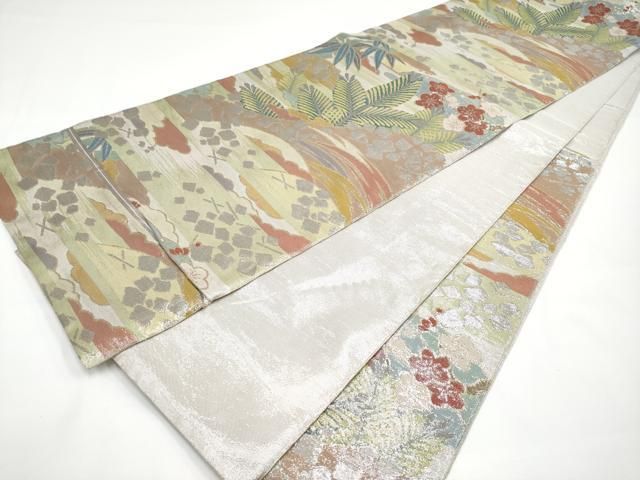 平和屋着物■極上　西陣　川島織物　六通柄袋帯　プラチナ　松竹梅　逸品　CYAA2952s5 平和屋着物□極上 西陣 川島織物 六通柄袋帯 プラチナ 松竹梅 逸品