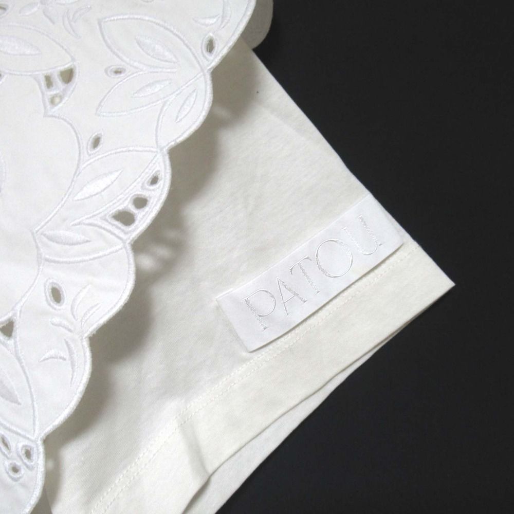 美品 Patou パトゥ EMBROIDERED COLLAR TEE SHIRT エンブロイダリーカラー 襟付き 半袖 Tシャツ カットソー Mサイズ ホワイト レディース 古着 中古 PATOU 美品 Patou パトゥ EMBROIDERED COLLAR TEE SHIRT エン