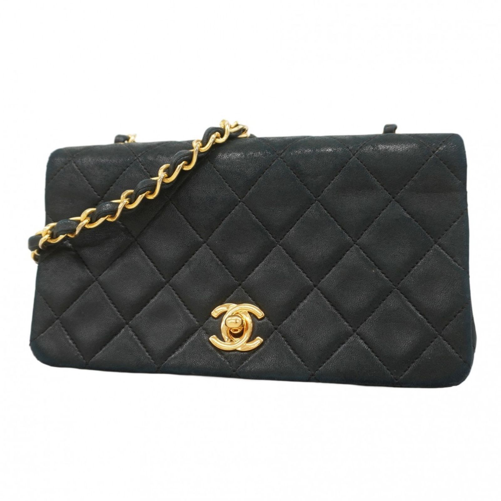 CHANEL シャネル ショルダーバッグ　ラムスキン チェーン ブラック チェーンショルダーバッグ ラムスキン ブラック ゴールド金具