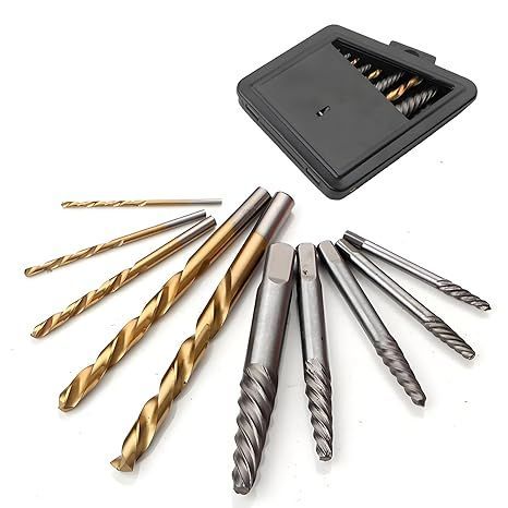 まちの波 逆タップ 5Pcs ネジ抽出器セットと なめたネジはずし エキストラクター 電気ドリル 麻花ドリルビットセット 木工ドリルビット なめたネジ外し工具 専用収納鉄ケース付き