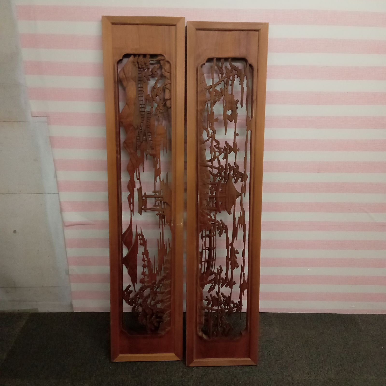 ◯ 欄間 建具 2枚セット レトロ 木製 アンティーク 昭和 - メルカリ