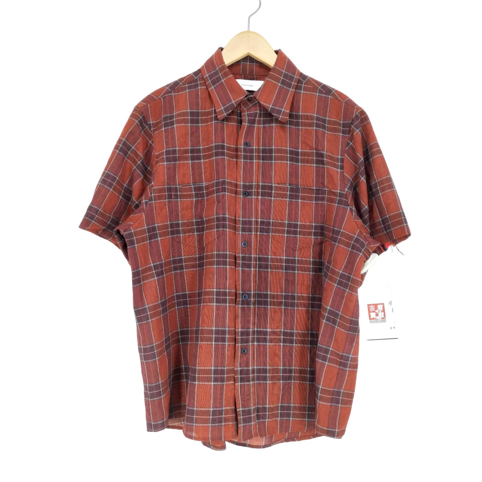［美品］FACETASM チェック柄 フリンジシャツ ファセッタズム FACETASM フリンジデザインチェックS/S シャツ