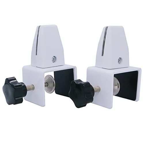 ホワイト_U型 サンケーキコム パーテーション クランプ式台座 2個 調節 固定金具 3-6mm厚対応 U型 CL-02-2W 白