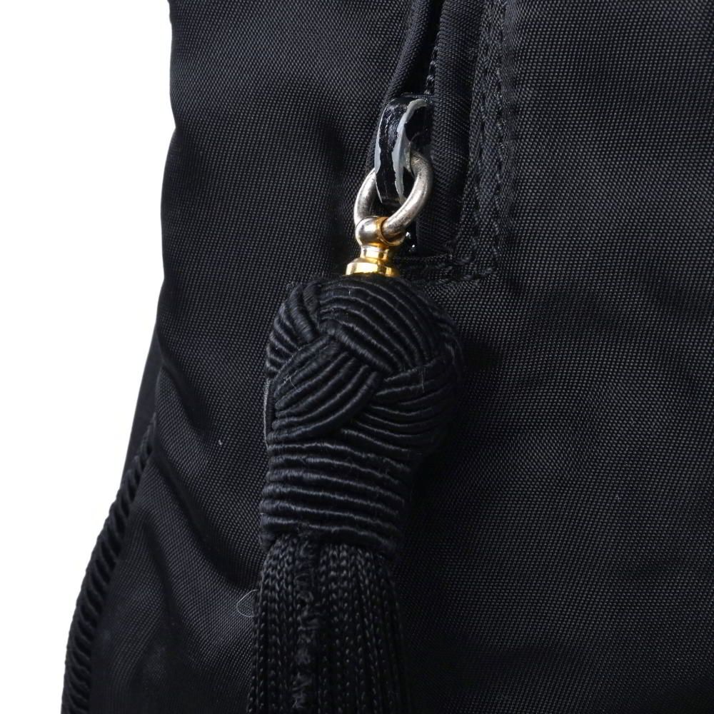 PRADA ロゴビーズ装飾 ナイロン ハンドバッグ ONE SIZE ブラック  