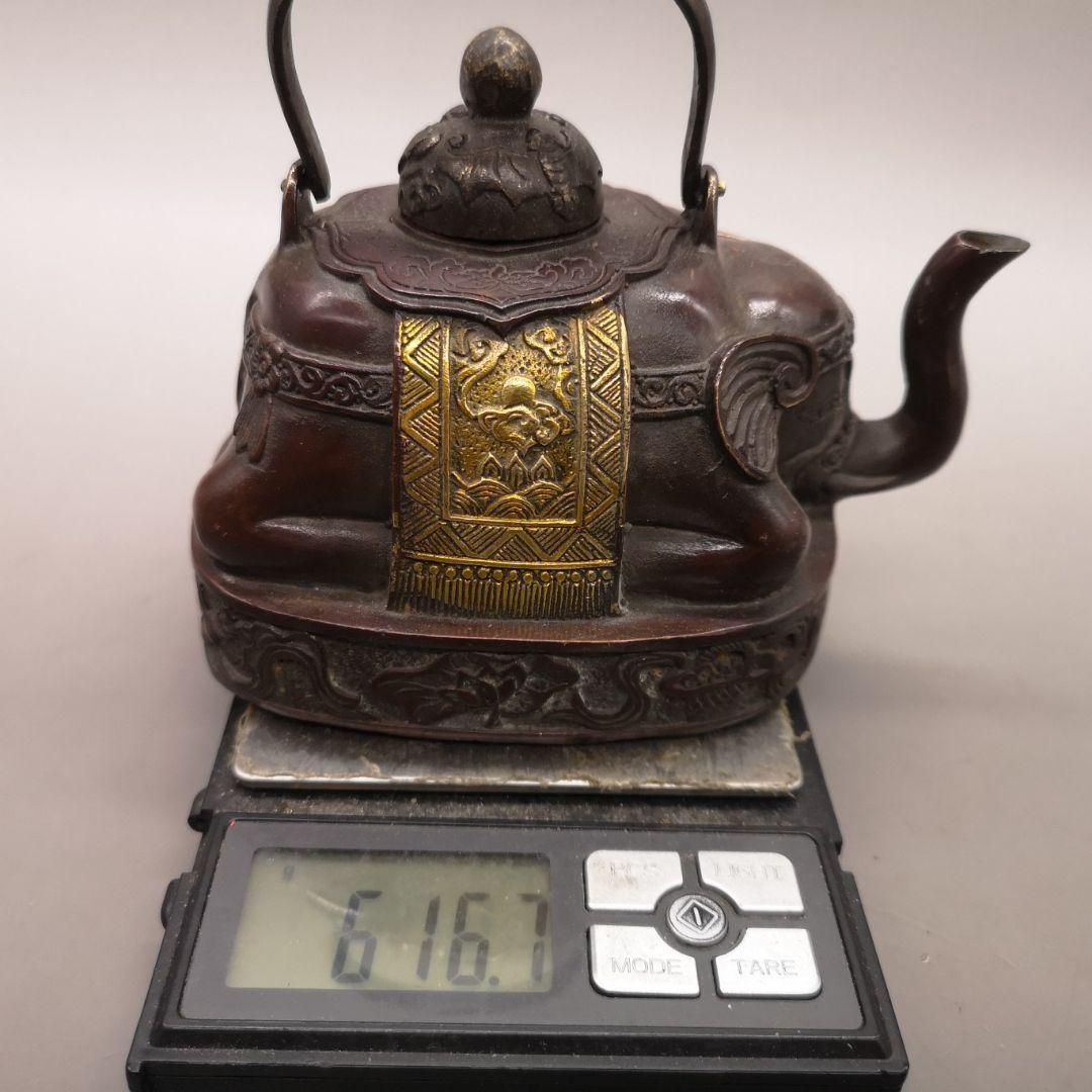 銅器 象壺 招財 吉祥 徳利 水筒 茶器 茶道具 装飾品 工芸品 置物