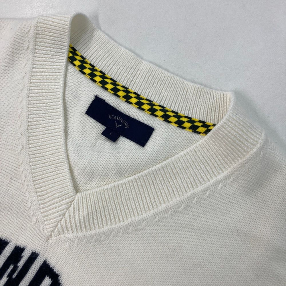 サイズ：L CALLAWAY キャロウェイ Vネック ニットベスト ホワイト系