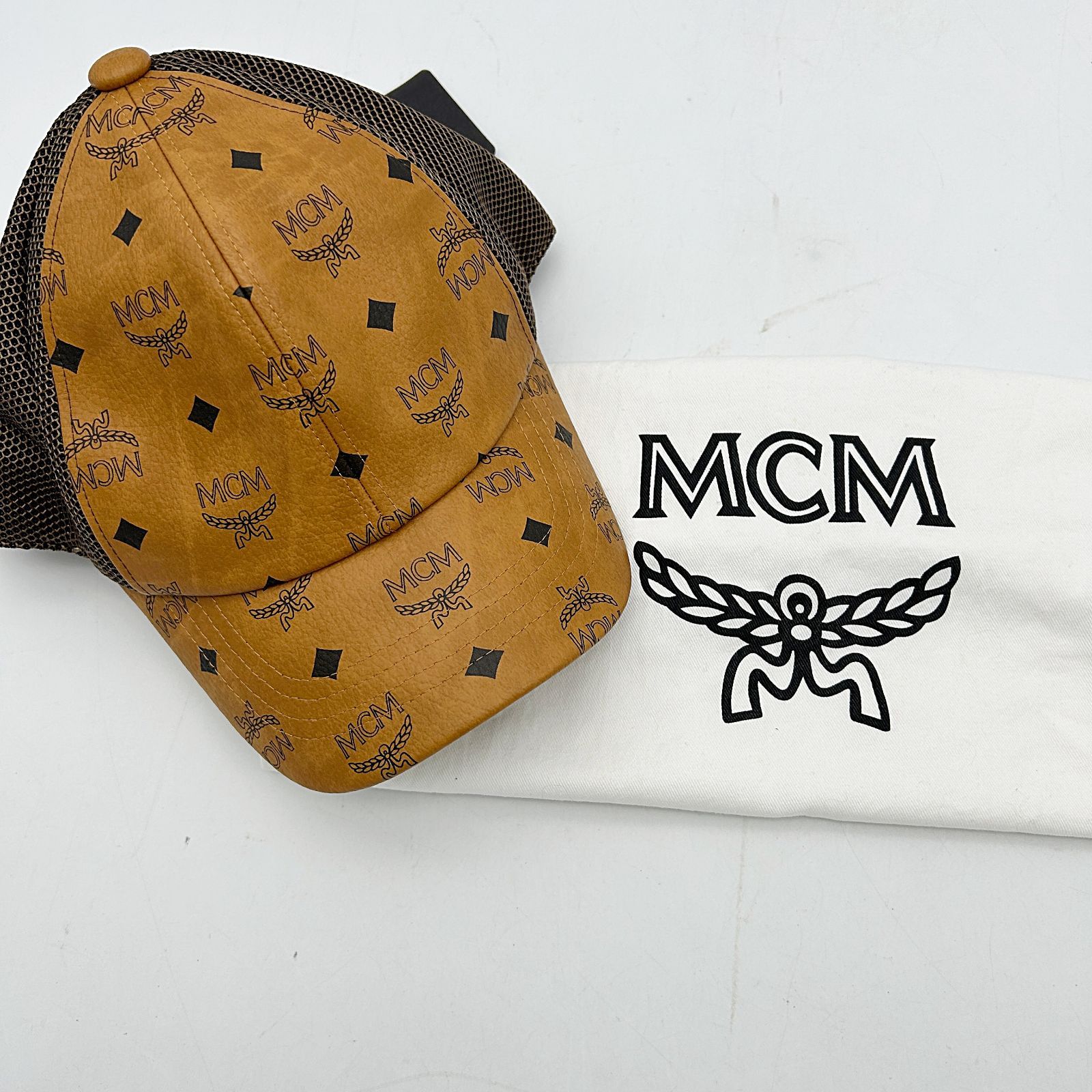 MCM エムシーエム ロゴ柄 メッシュキャップ ブラウン