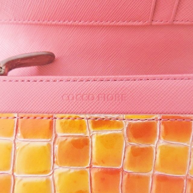 COCCO FIORE(コッコフィオーレ) 2つ折り財布 - オレンジ×ライト