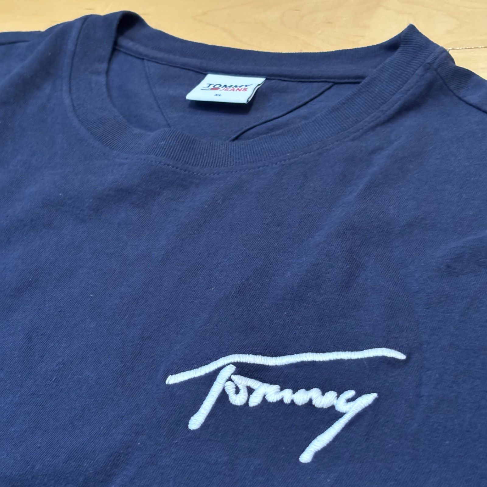 トミージーンズ シグネチャーロゴTシャツ ネイビー サイズXL 6995 