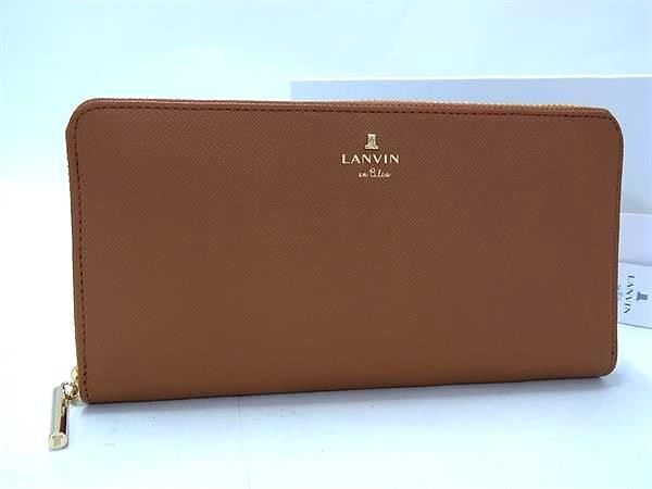 ■新品■未使用■ LANVIN en Bleu ランバンオンブルー レザー ラウンドファスナー 長財布 ウォレット 小銭入れ ブラウン系 FM8607 LANVIN en Bleu 限定品 ランバンオンブルー ラウンドファスナー長財布