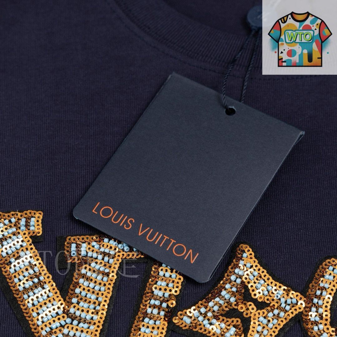 Louis Vuitton スパンコール Tシャツ M 今日特価】LOUIS VUITTON カラーレター刺繍スパンコール T