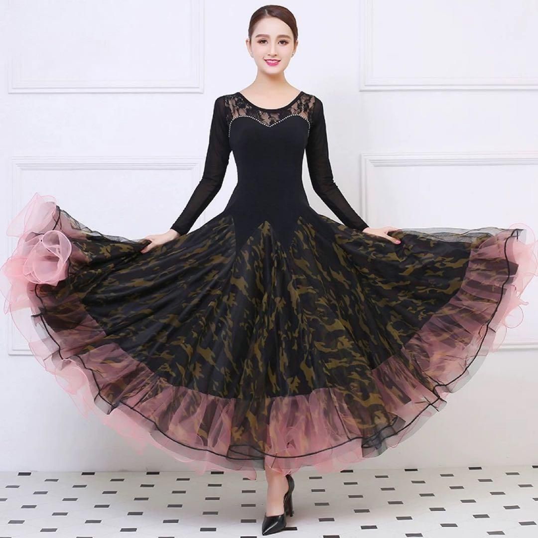 花柄スタンダードワンピース✦ダンスパーティーにも最適✦練習着にも◎ 配送 大人気??スタンダード練習着?華やかなデザインでダンスパーティー