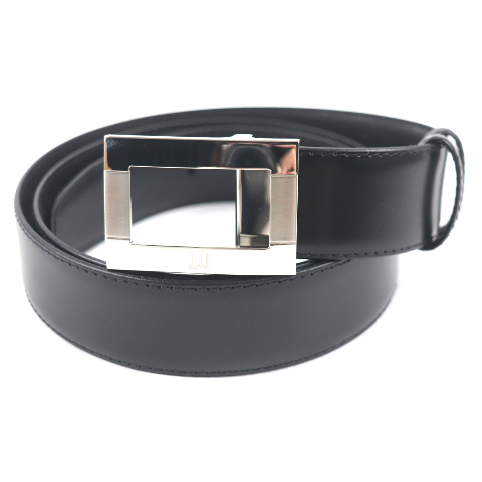 【極美品】dunhill スクエアバックル レザーベルト シルバー金具/ブラック 4004-1【極希少・美品】dunhill ダンヒル ベルト バックル