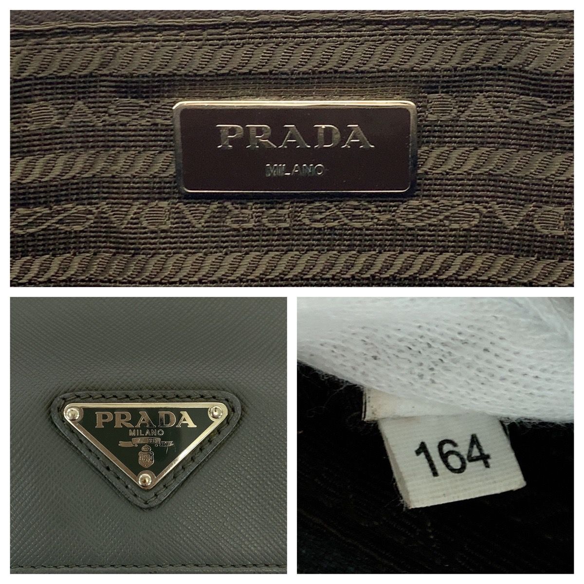 PRADA プラダ サフィアーノ 三角ロゴプレート グレー シルバー