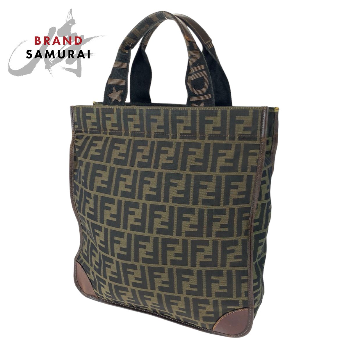 FENDI フェンディ ズッカ ブラウン 茶 キャンバス レザー 2454/26555 