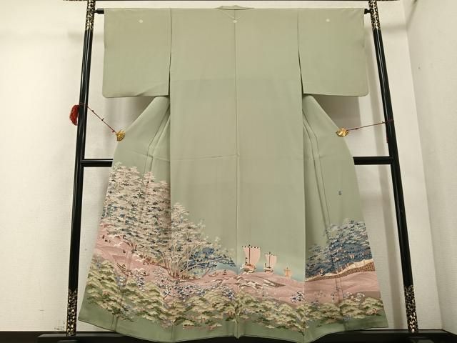 平和屋着物 本場加賀友禅作家 杉浦伸 色留袖 人物草木舟 南蛮船 暈し染め 正絹 AABC8038ph