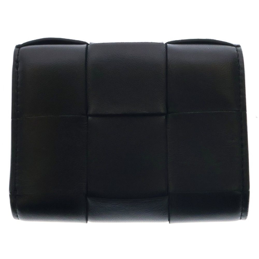 【美品】BOTTEGA　三つ折り財布　カセット　黒系　レザー　イントレチャート ボッテガヴェネタ BOTTEGA VENETA BOTTEGA VENETA 三つ折り財布 690568
