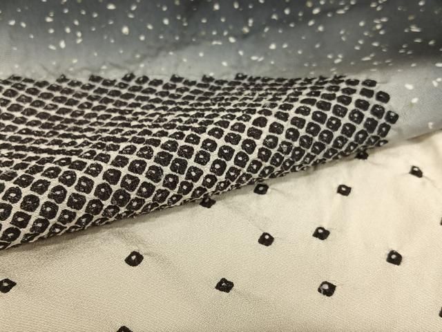 平和屋着物○訪問着 作家物 大小あられ 暈し染め 黒地 正絹 逸品  