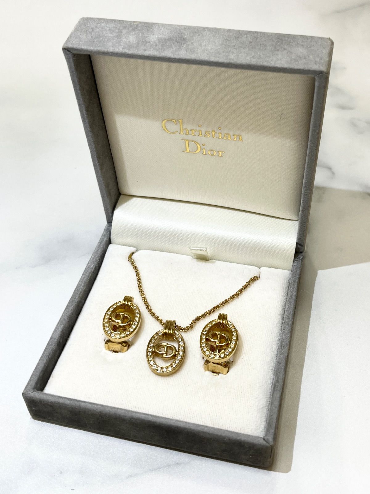 クリスチャンディオール Christian Dior CDロゴ ラインストーン