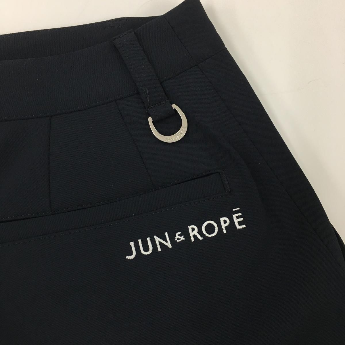 超美品】ジュンアンドロペ スカート ネイビー 無地 裾プリーツ
