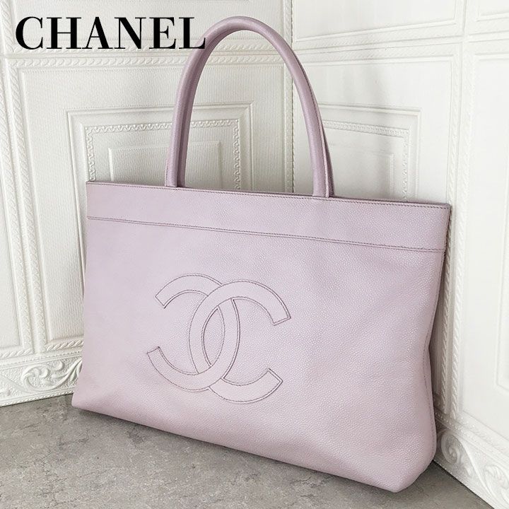 シャネル CHANEL キャビアスキン トートバッグ ピンク系
