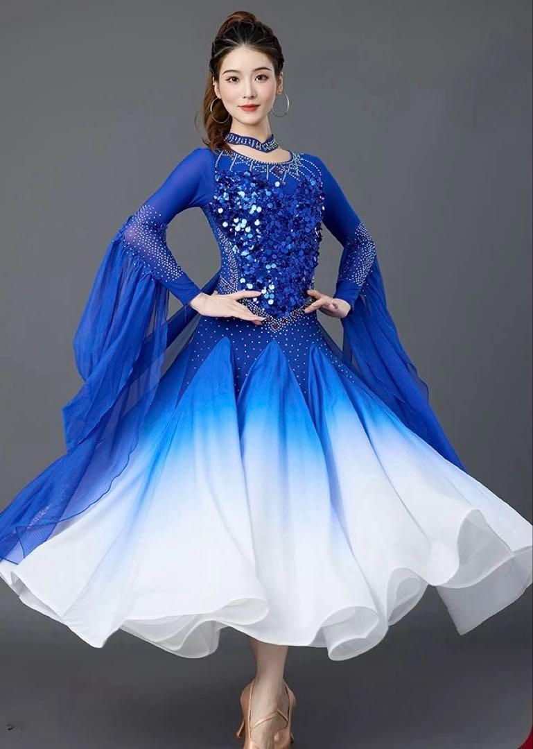 輝くスタンダードドレス✨スパンコールでキラキラ華やか！競技会や発表会、デモに 新品未使用 輝くスタンダードドレス スパンコールでキラキラ華やか