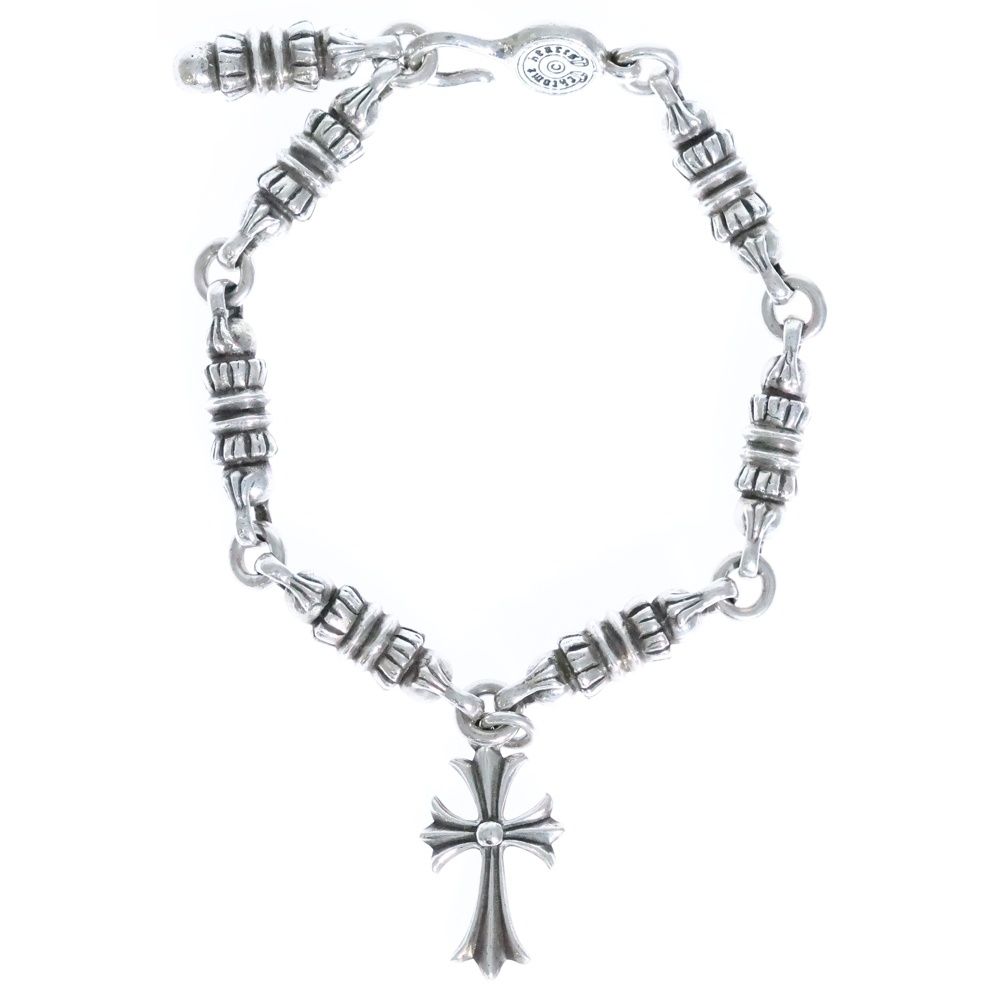 CHROME HEARTS クロムハーツ BARREL バレルリンク w|タイニーCHクロスチャーム ブレスレット オールド シルバー