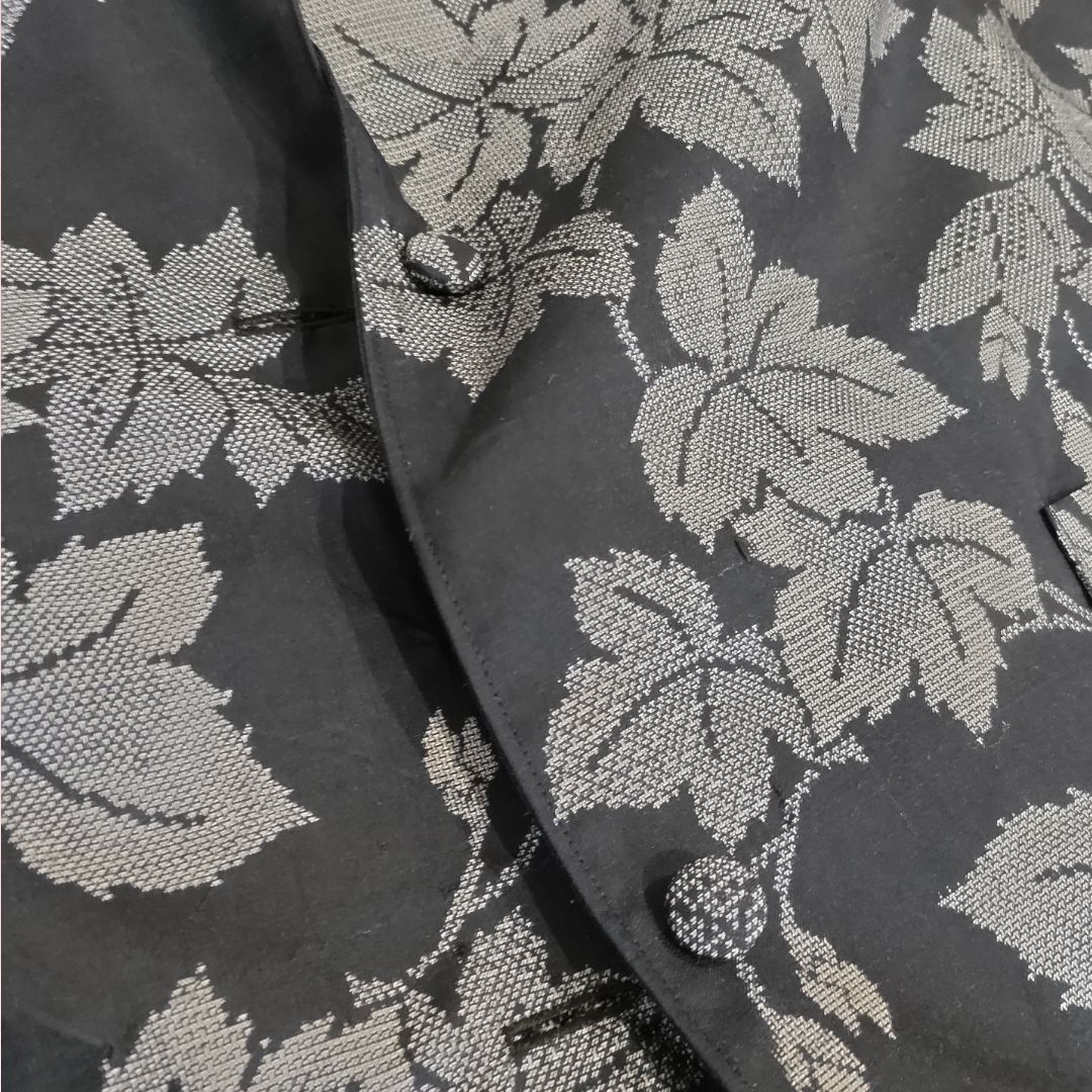 紬リメイク コート 葉っぱが可愛いデザインです♪ きものリメイク  