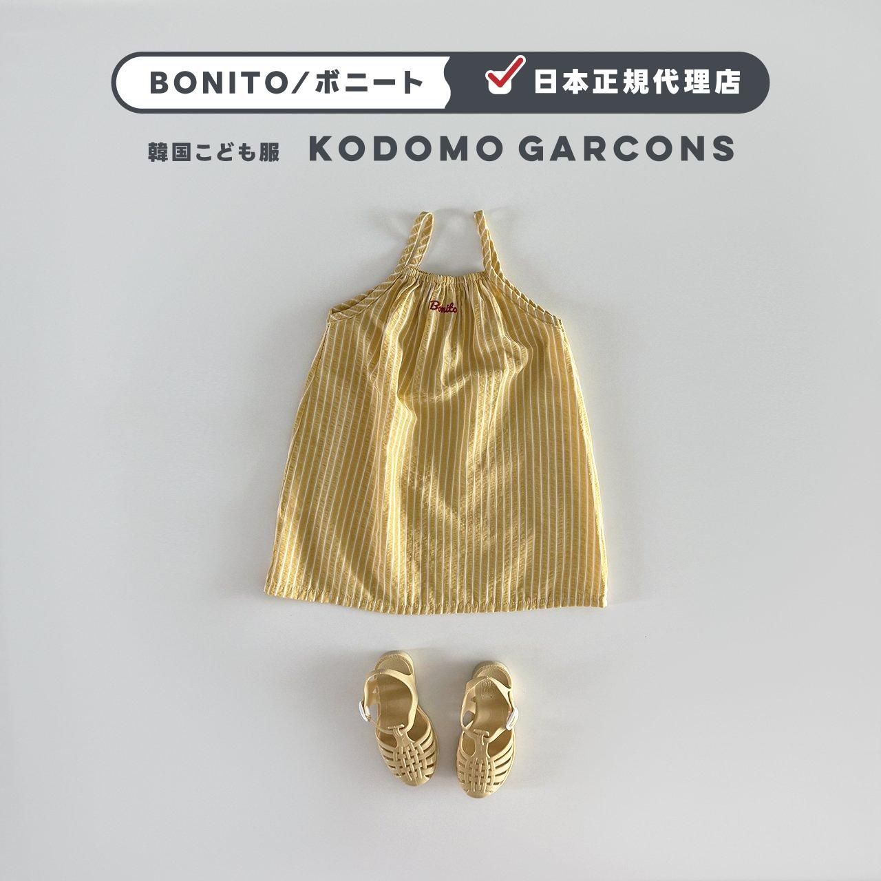 韓国子供服 夏 男の子 女の子 ｜ ストライプ スリーブレスワンピース 