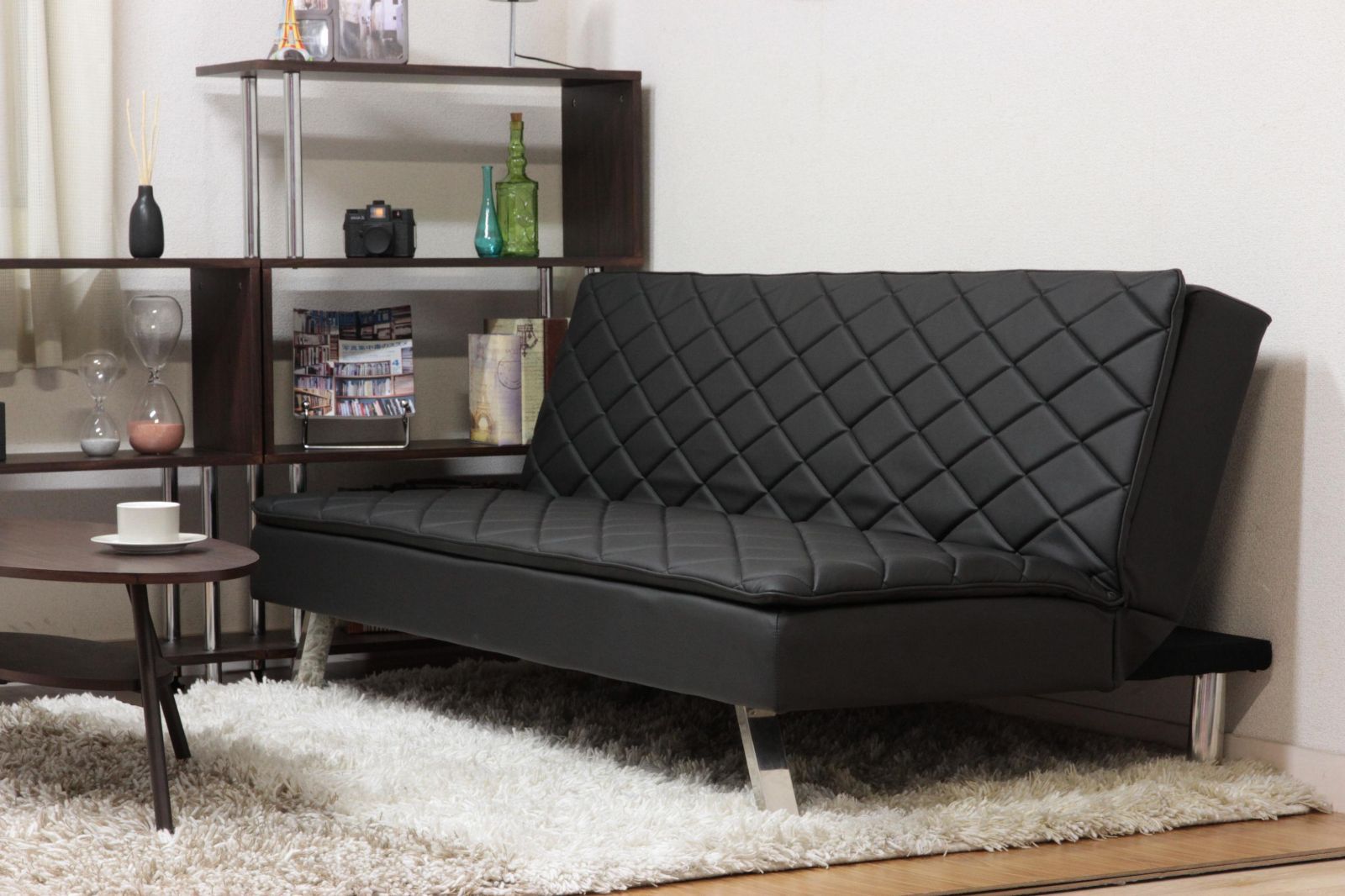 ♪２人掛 レザー調 ロー ソファベッド 幅180cm ソファ 簡易ベッド 来客用 ソフトレザー 1人暮らし ワンルーム