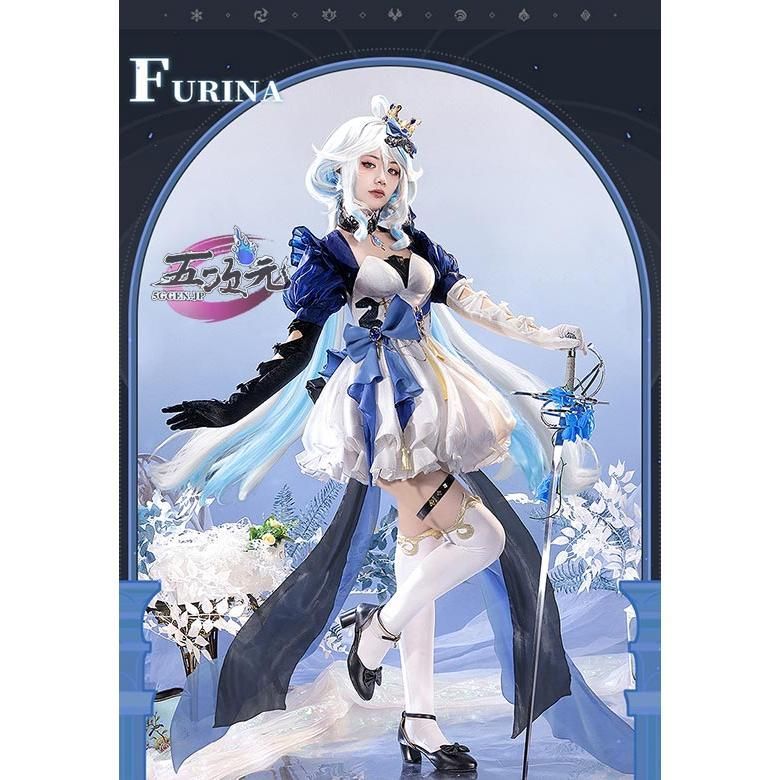 三分妄想 原神 コスプレ フリーナ 水色アリス 同人衣装 ウィッグ 追加可 ft251762