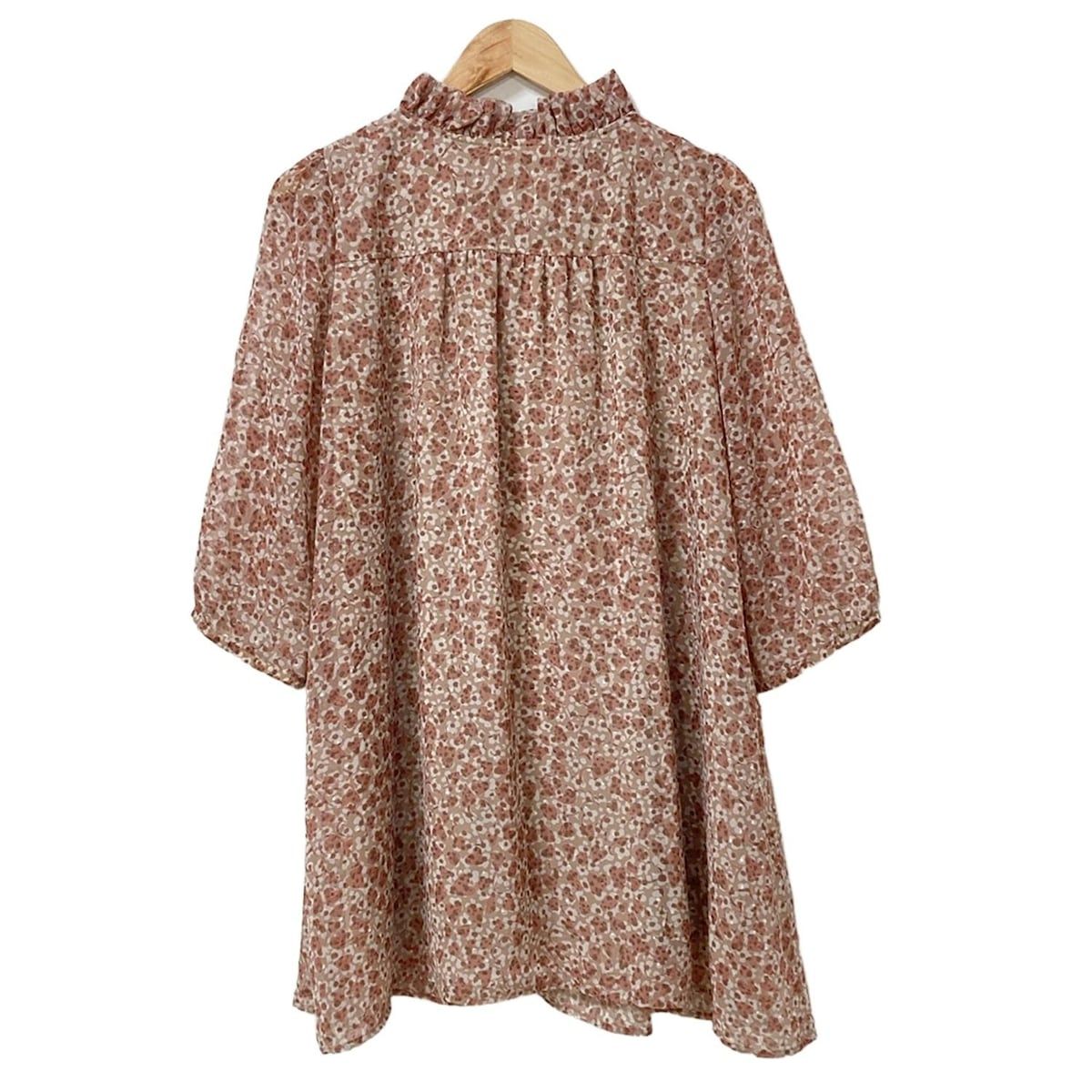 ♦︎【ローズティアラ】Rose Tiara 花柄ひざ丈ワンピース 長袖 XL Rose Tiara(ローズティアラ) ワンピース サイズ46 XL レディース