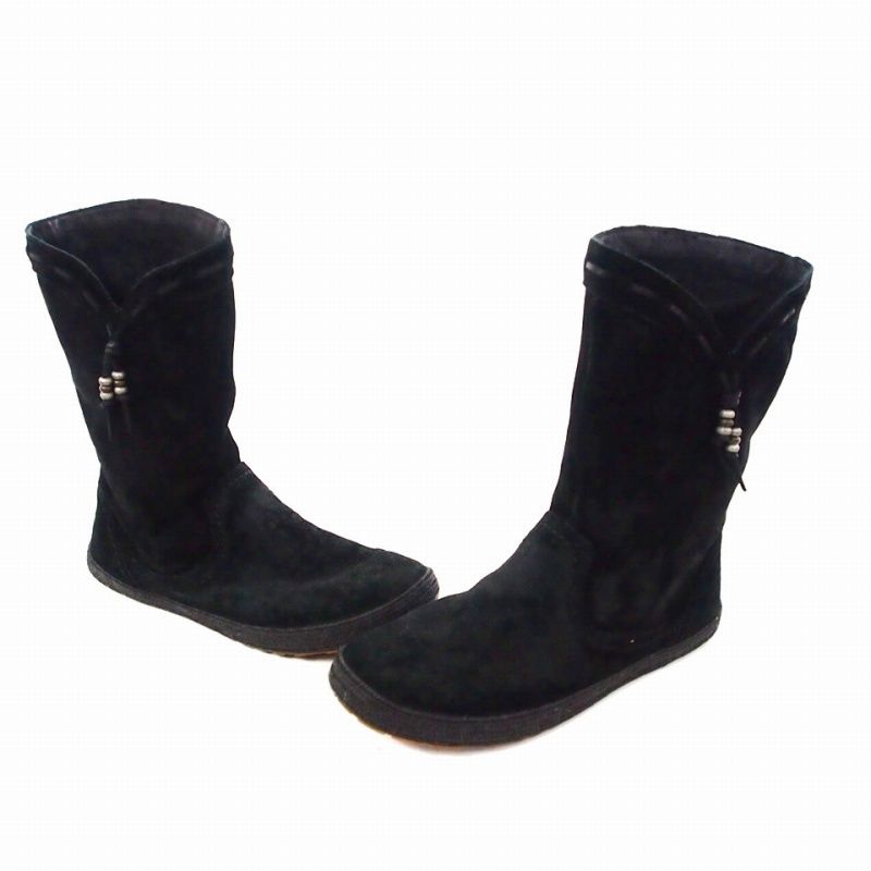 UGG ファー付き黒スエードショートブーツ 【公式通販】