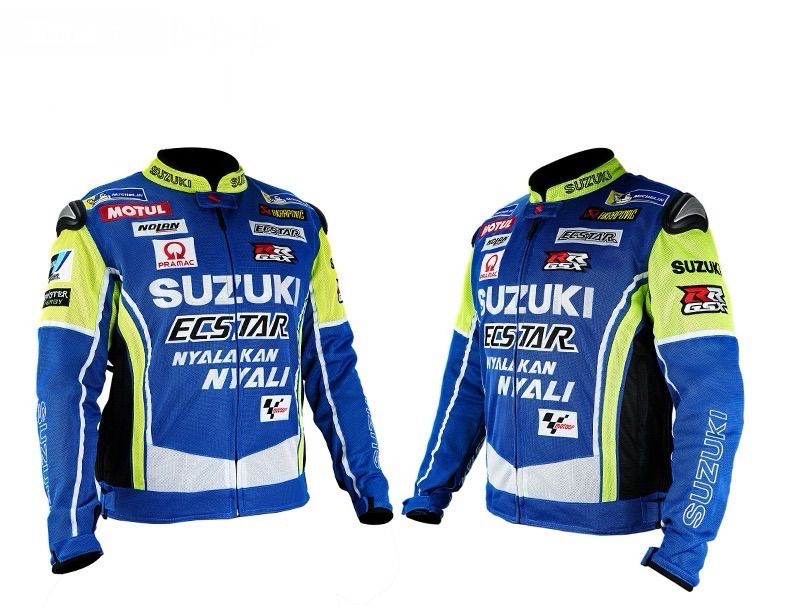 スズキ風 メッシュプロテクター付きライディングジャケット 通気性抜群 春夏用 バイクウェア メンズ