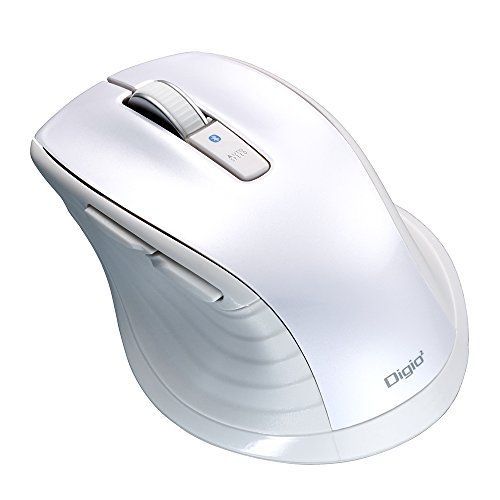Mサイズ_無線(Bluetooth)_ホワイト Digio2 F_line 5ボタンBlue LED マウス 無線 Bluetooth 静音 ホワイト 48414