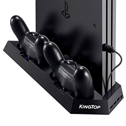 KINGTOP PS4用 放熱ファン付きスタンド コントローラー充電USBポート 3つ付き プレイステーション4全シリーズ対応