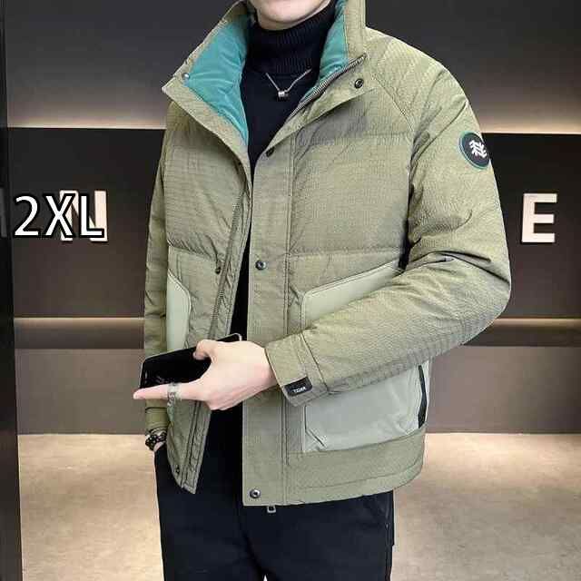 [2XL ]春 コーデ メンズ 服 シンプル ファッション オシャレ 大人 かっこいい 大きいサイズ ストリート 紳士服 ダウン ジャケット 冬 ハイエンド ステッチ スタンドカラー カジュアル 暖かい 厚手