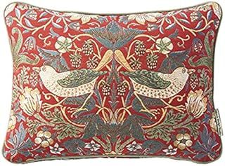 川島織物セルコン Morris Design Studio モリスデザインスタジオ 背当 クッションカバー いちご泥棒 レッド 40×30cm LL1710