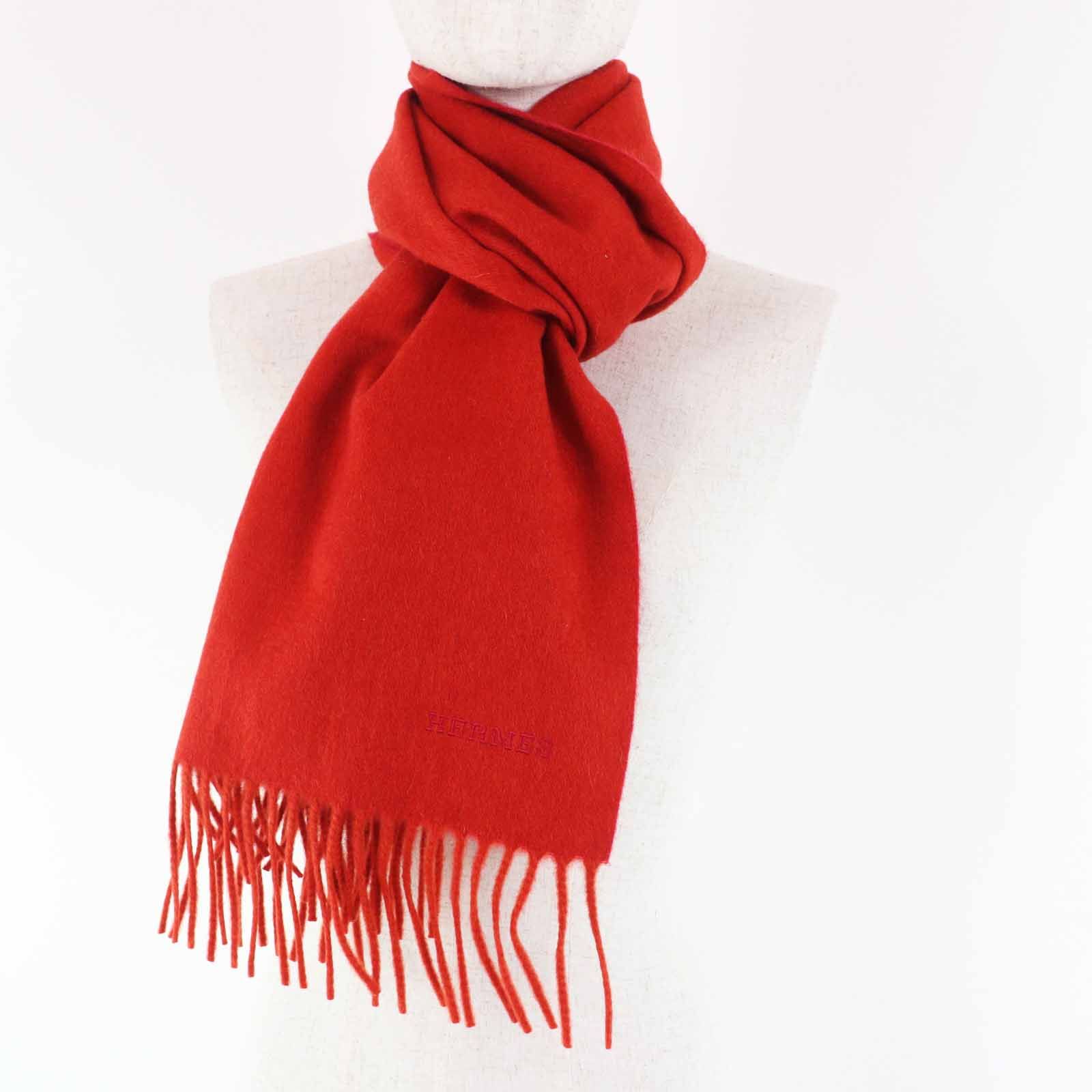 極美品◎HERMES エルメス カシミヤ100％ バイカラー リバーシブル ロゴ