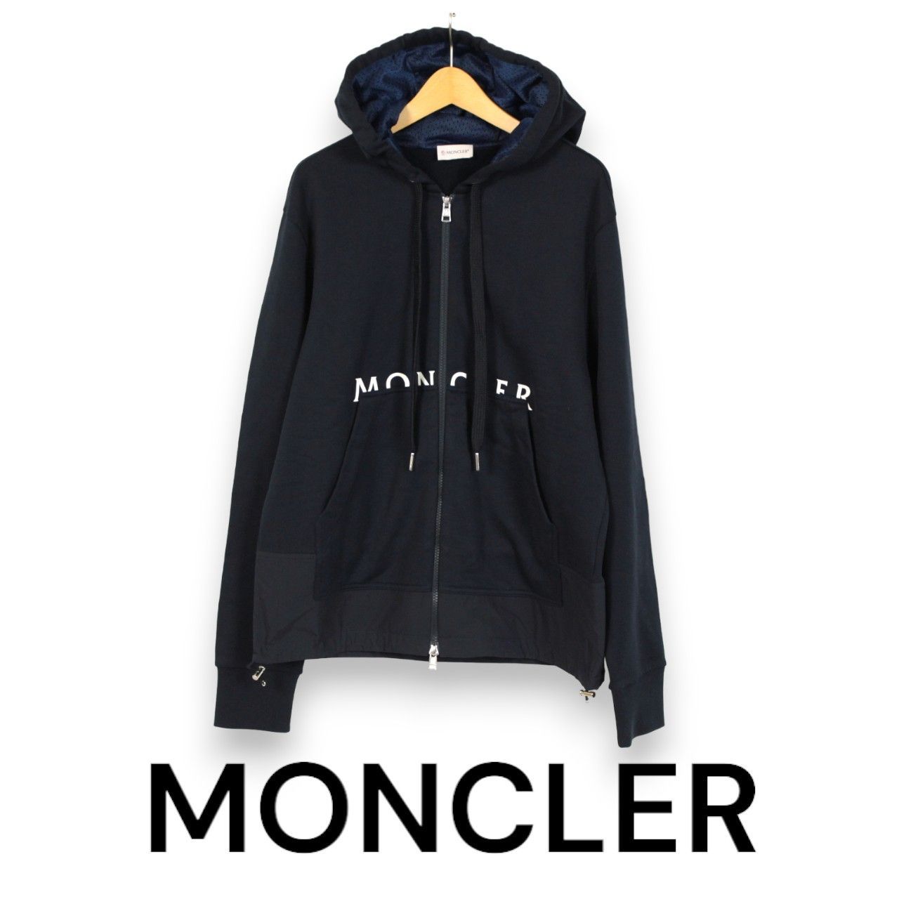 新品】 MONCLER モンクレール ジップアップパーカー 裏起毛スウェットフーディ ボックスシルエット ダークネイビー - メルカリ